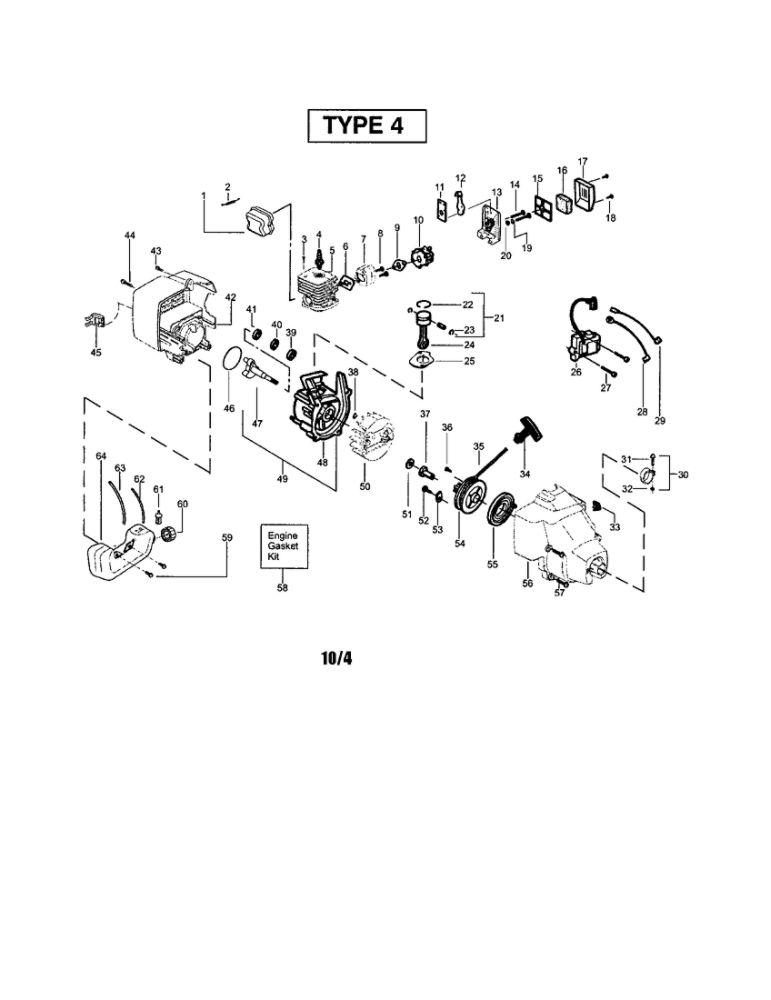 Crankcase/Crankshaft Diagram and Parts List for FEATHERLITE SST 25HO Type 4 Weed Eater Trimmer